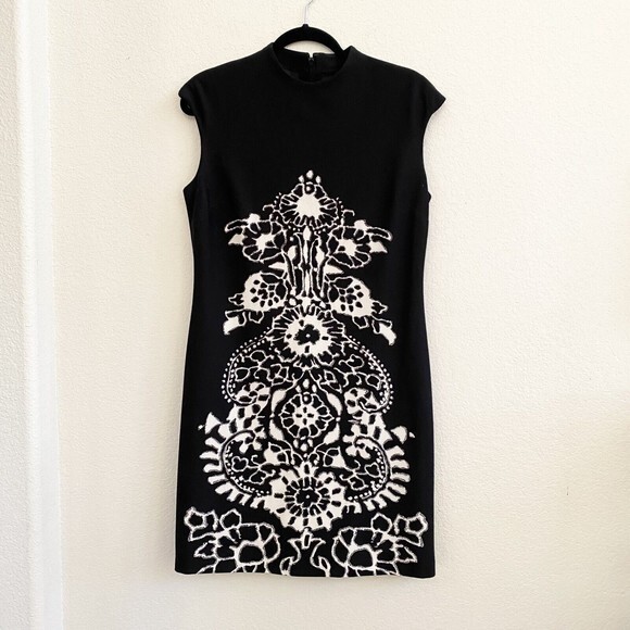 Nine West Shift Dress 10 Lined Black White Career Shift Evening‎ Party - Picture 1 of 12